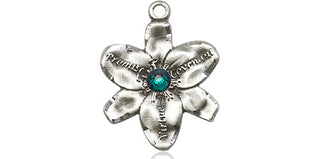 Sterling Silver Chastity Pendant with a 3mm Emerald Swarovski stone on an 18-inch Sterling Silver Light Curb Chain
