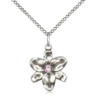 Sterling Silver Chastity Pendant with 3mm Light Amethyst Swarovski stone Necklace