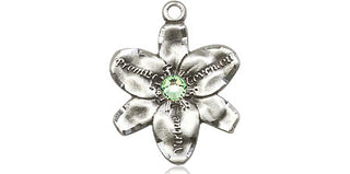Sterling Silver Chastity Pendant with a 3mm Peridot Swarovski stone on an 18-inch Sterling Silver Light Curb Chain
