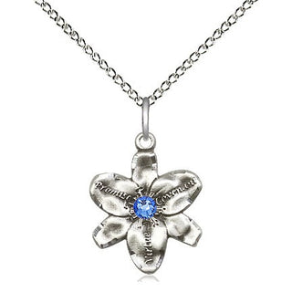 Sterling Silver Chastity Pendant with 3mm Sapphire Swarovski stone Necklace