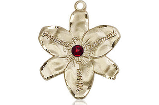 14kt Gold Filled Chastity Pendant with a 3mm Garnet Swarovski stone on an 18-inch Gold Filled Light Curb Chain