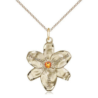14kt Gold Filled Chastity Pendant with 3mm Topaz Swarovski Necklace