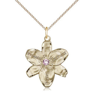 14kt Gold Filled Chastity Pendant with 3mm Light Amethyst Swarovski Necklace