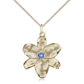 14kt Gold Filled Chastity Pendant with 3mm Sapphire Swarovski Necklace