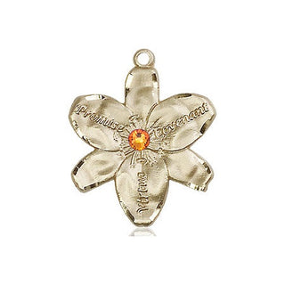 14kt Gold Chastity Medal with a 3mm Topaz Swarovski stone