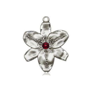 Sterling Silver Chastity Pendant with a 3mm Garnet Swarovski stone on an 18-inch Sterling Silver Light Curb Chain