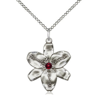 Sterling Silver Chastity Pendant with 3mm Garnet Swarovski stone Necklace