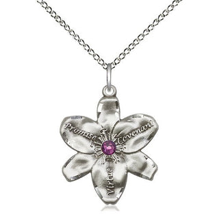 Sterling Silver Chastity Pendant with 3mm Amethyst Swarovski stone Necklace