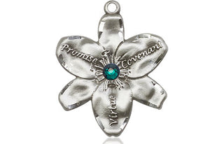 Sterling Silver Chastity Pendant with a 3mm Emerald Swarovski stone on an 18-inch Sterling Silver Light Curb Chain
