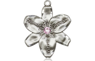 Sterling Silver Chastity Pendant with a 3mm Light Amethyst Swarovski stone on an 18-inch Sterling Silver Light Curb Chain