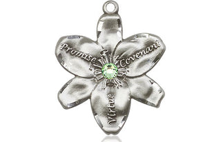 Sterling Silver Chastity Pendant with a 3mm Peridot Swarovski stone on an 18-inch Sterling Silver Light Curb Chain