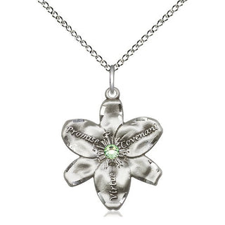 Sterling Silver Chastity Pendant with 3mm Peridot Swarovski stone Necklace