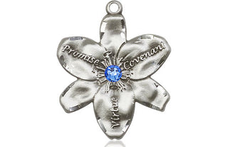 Sterling Silver Chastity Pendant with a 3mm Sapphire Swarovski stone on an 18-inch Sterling Silver Light Curb Chain