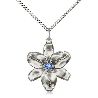 Sterling Silver Chastity Pendant with 3mm Sapphire Swarovski stone Necklace