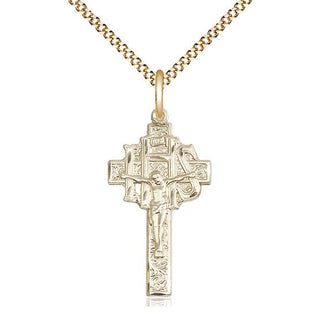 14kt Gold Filled Crucifix-IHS Medal Catholic Jewelry