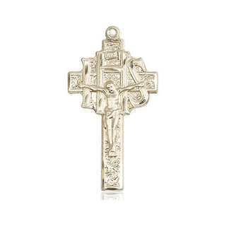 14kt Gold Crucifix-IHS Medal