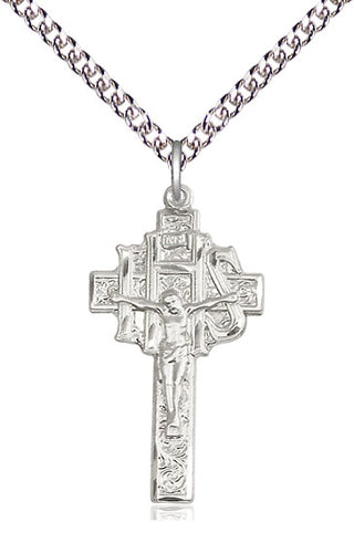 Sterling Silver Crucifix-IHS Medal Catholic Jewelry