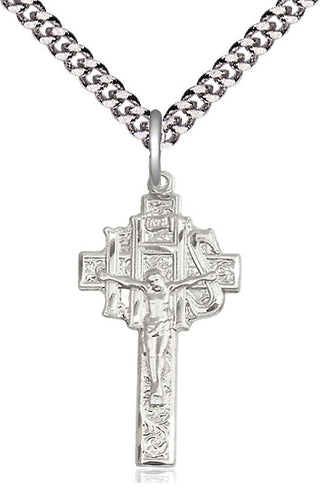 Sterling Silver Crucifix-IHS Medal Catholic Jewelry