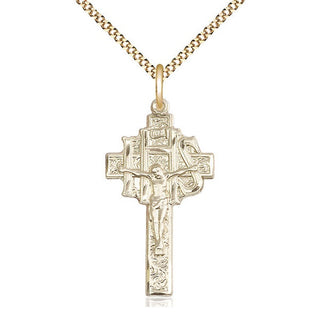 14kt Gold Filled Crucifix-IHS Medal Catholic Jewelry