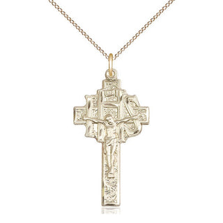 14kt Gold Filled Crucifix-IHS Medal Catholic Jewelry