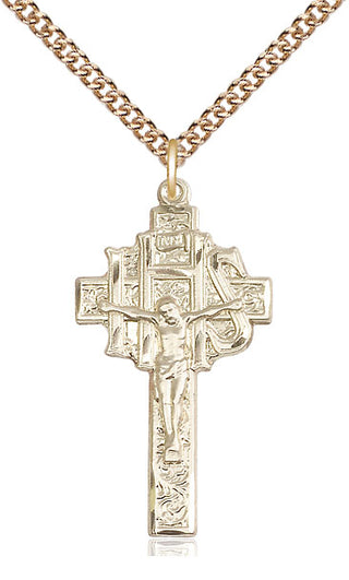 14kt Gold Filled Crucifix-IHS Medal Catholic Jewelry