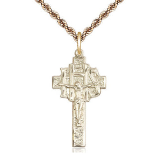 14kt Gold Filled Crucifix-IHS Medal Catholic Jewelry