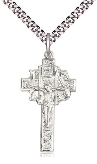 Sterling Silver Crucifix-IHS Medal Catholic Jewelry