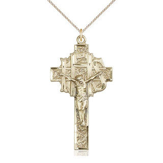 14kt Gold Crucifix Medal