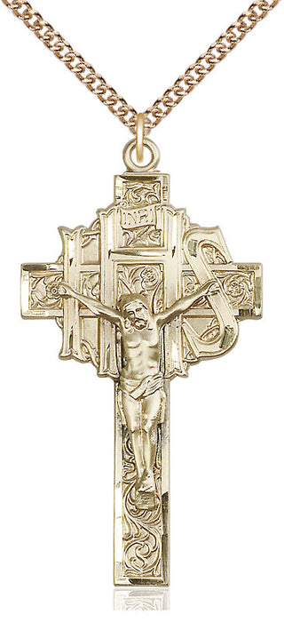 14kt Gold Crucifix Medal