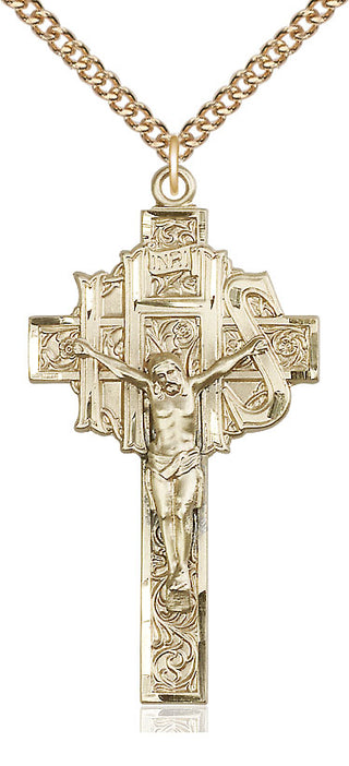 14kt Gold Crucifix Medal