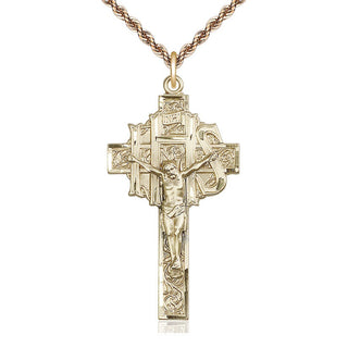 14kt Gold Crucifix Medal
