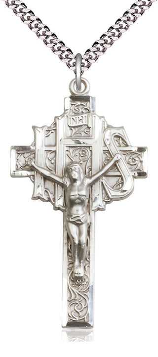 Sterling Silver Crucifix Medal Catholic Jewelry