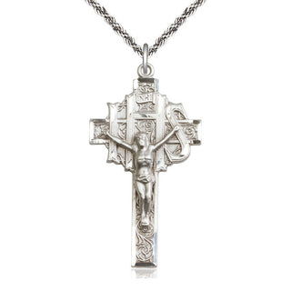 Sterling Silver Crucifix Medal Catholic Jewelry