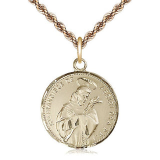 14kt Gold Filled Saint Francis of Assisi Medal Catholic Jewelry