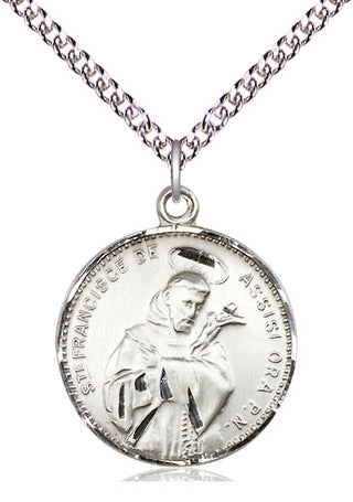 Sterling Silver Saint Francis of Assisi Medal Catholic Jewelry