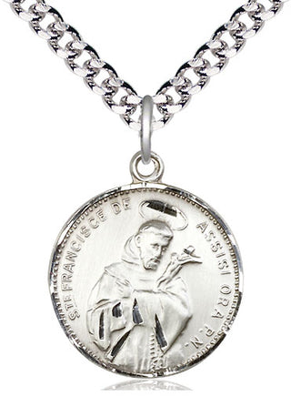 Sterling Silver Saint Francis of Assisi Medal Catholic Jewelry