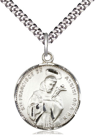 Sterling Silver Saint Francis of Assisi Medal Catholic Jewelry
