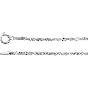 16-inch Diamond-Cut Singapore Chain with Spring Ring - 14K White Gold