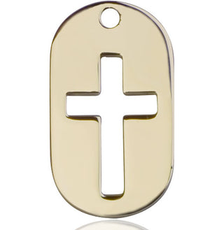 14kt Gold Cross Dog Tag Medal