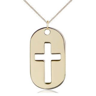 14kt Gold Cross Dog Tag Medal
