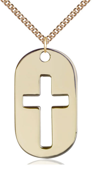 14kt Gold Cross Dog Tag Medal