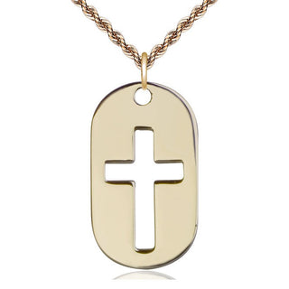 14kt Gold Cross Dog Tag Medal