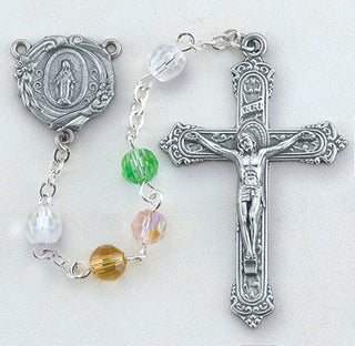 Multi Colored Crystal Ab Rosary with Deluxe Crucifix,Ctr,Box