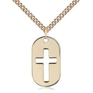 14kt Gold Filled Cross Dog Tag Medal Religious Jewelry