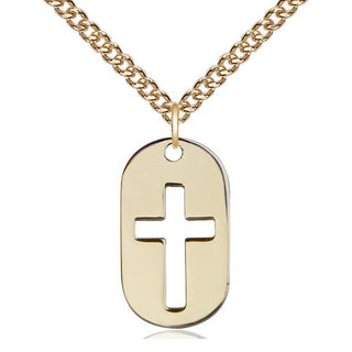14kt Gold Filled Cross Dog Tag Medal Religious Jewelry