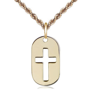 14kt Gold Filled Cross Dog Tag Medal Religious Jewelry