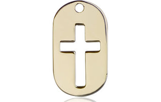 14kt Gold Cross Dog Tag Medal