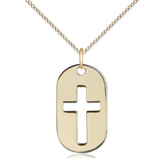14kt Gold Cross Dog Tag Medal