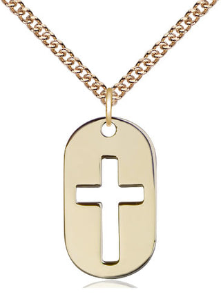 14kt Gold Cross Dog Tag Medal