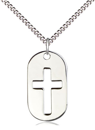Sterling Silver Cross Dog Tag Medal Religious Jewelry